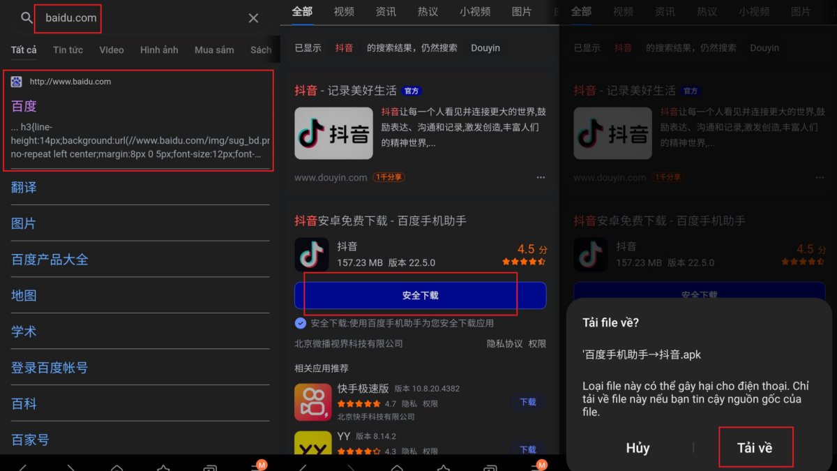 Hướng dẫn tải Douyin trên Baidu